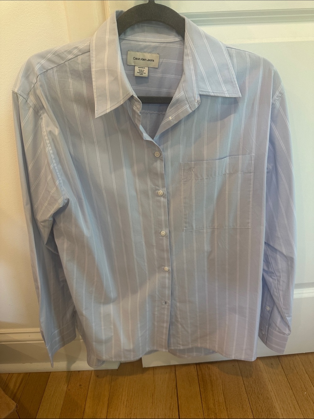Calvin Klein Jeans Women’s Pale Blue Striped Dress Shirt